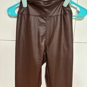 Aerie Brown Faux Leather Leggings